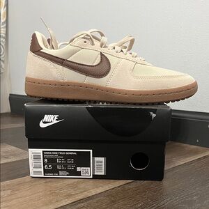 Nike Women’s Field General beach/ cacao size 8, men’s size 6.5.  New with box.